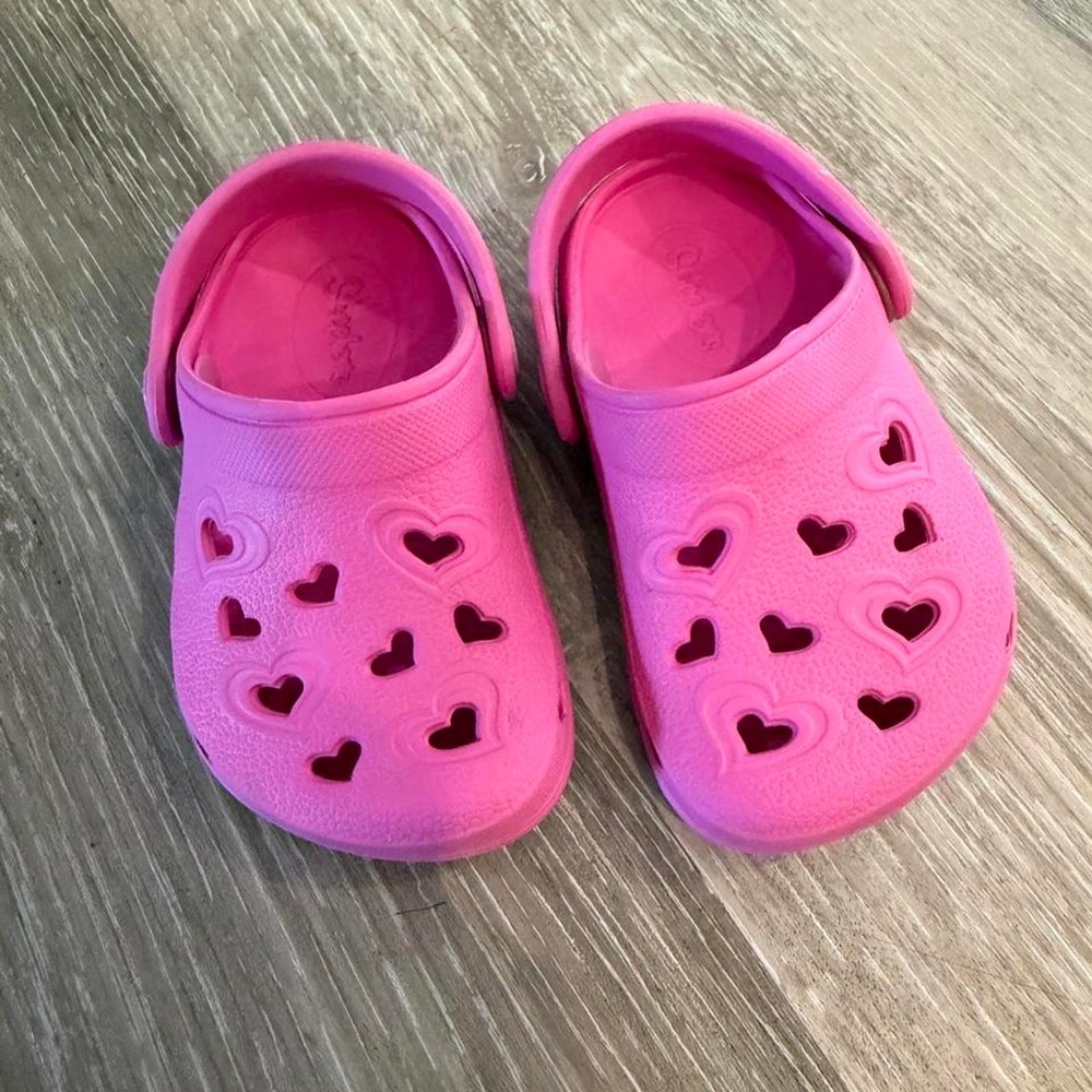 Skechers Toddler Girls' 5 Bright Pink Heart Cutout Clogs / Water Shoes